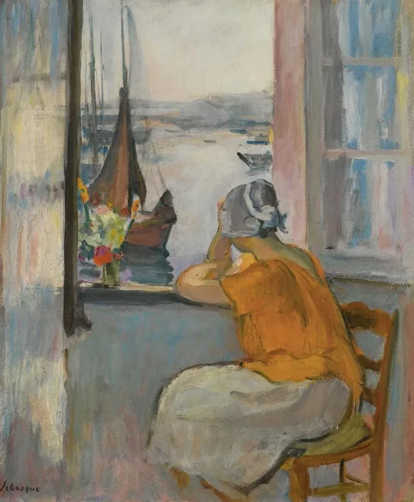 Gemälde Junge Frau vor dem offenen Fenster - Henri Lebasque | Kunstdruck