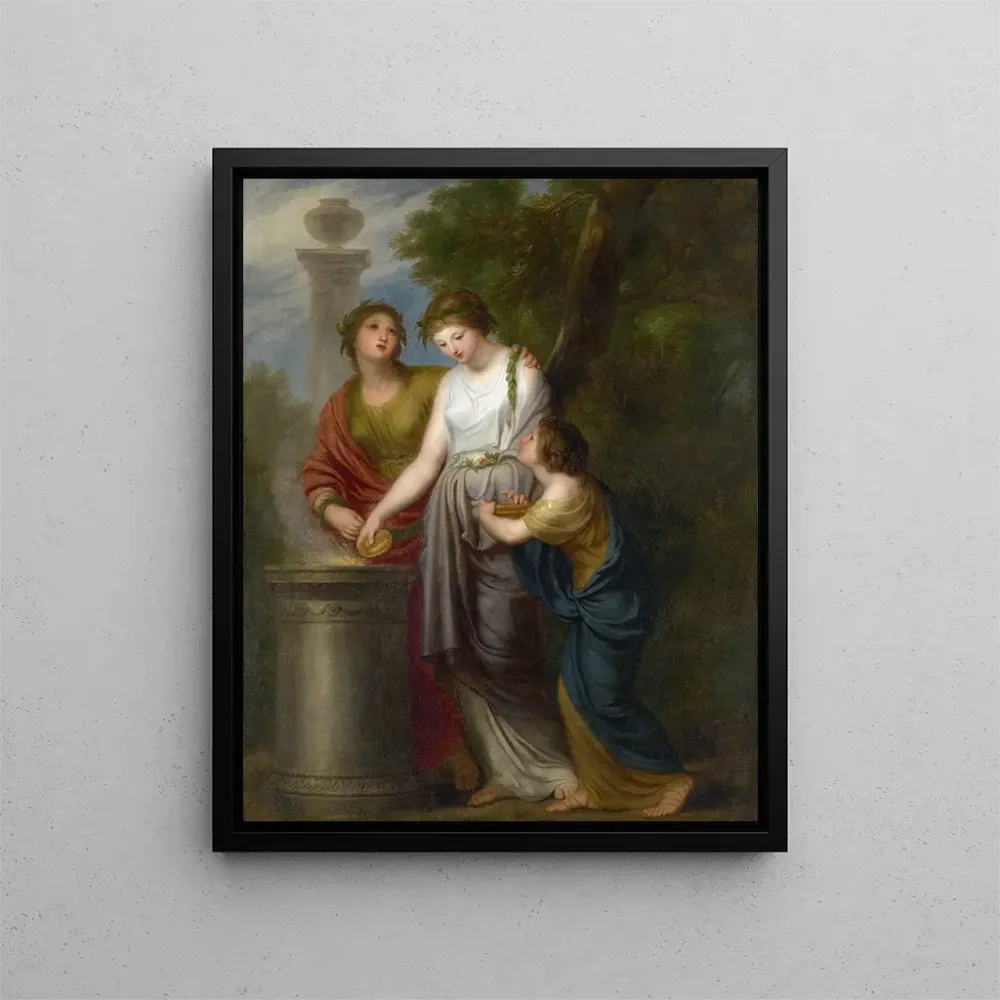 Gemälde Junge Frauen vor einem Opferaltar - Andries Cornelis Lens | Kunstdruck