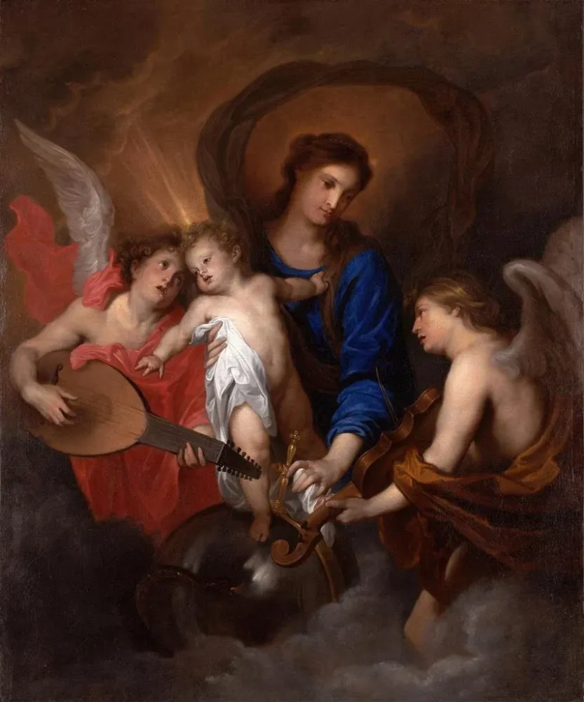 Gemälde Jungfrau mit Kind und musizierende Engel - Antoine van Dyck | Kunstdruck