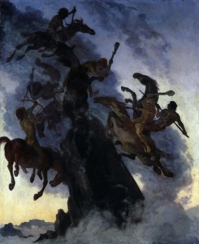 Gemälde Kavaliere im Nebel - Albert Welti | Kunstdruck