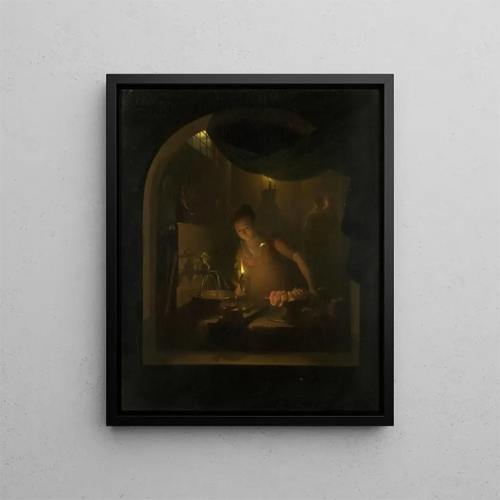 Gemälde Küche bei Lamplight - Adriaan Meulemans | Kunstdruck