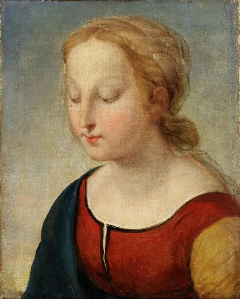 Gemälde Kopf der Madonna der Schönen Gärtnerin - Anonym | Kunstdruck