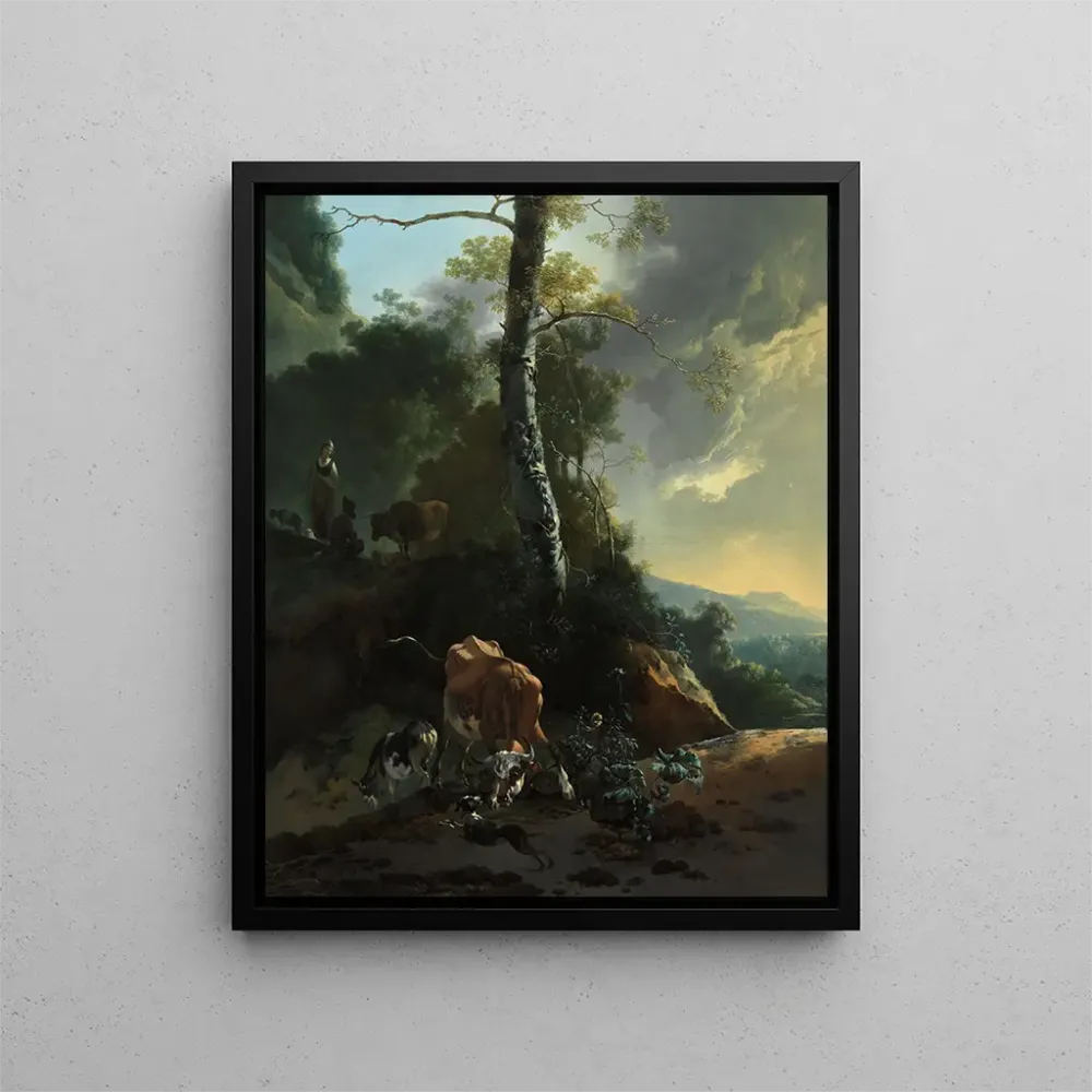 Gemälde Landschaft mit einem wütenden Rind - Adam Pynacker | Kunstdruck
