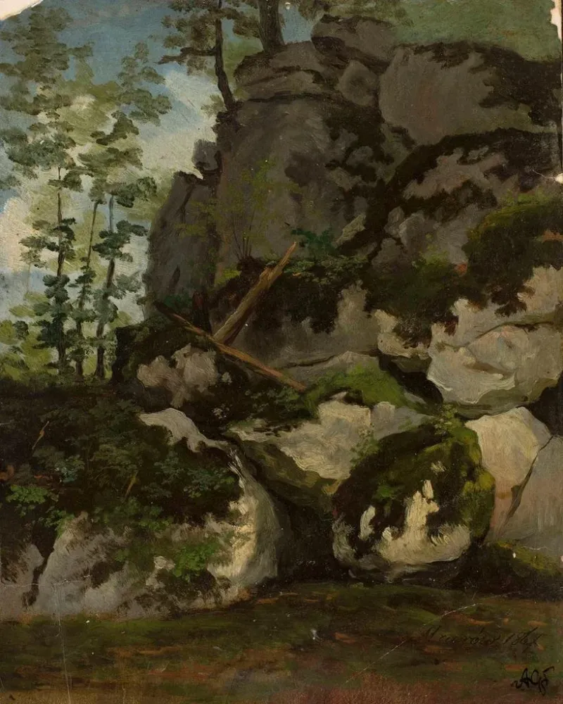 Gemälde Landschaft mit Felsen aus der Umgebung von Mzurw - Adrian Głębocki | Kunstdruck