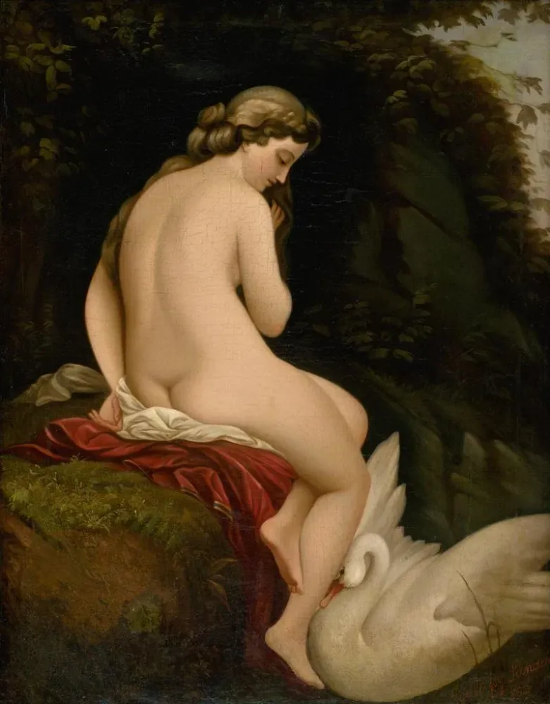 Gemälde Léda und der Schwan - Alexander Nyulassy | Kunstdruck