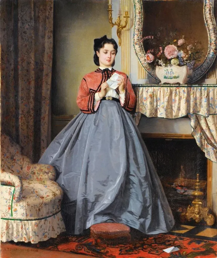 Gemälde La Lettre d'amour - Auguste Toulmouche | Kunstdruck