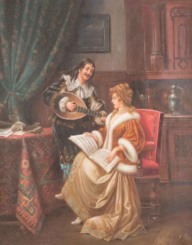 Gemälde Liebe und Harmonie - August Stephan | Kunstdruck