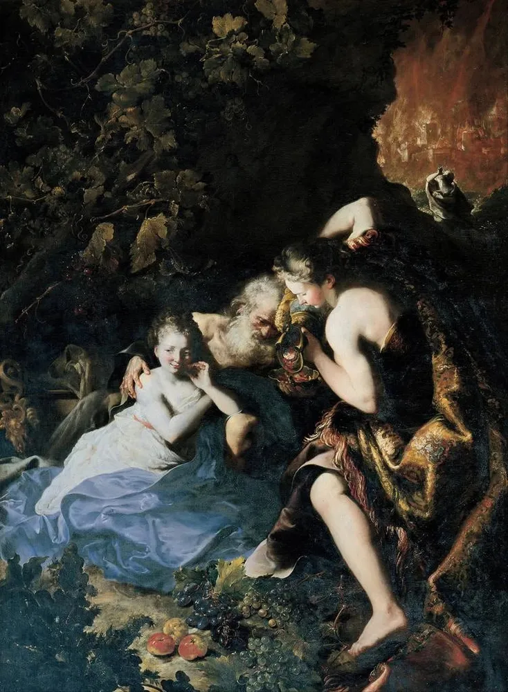 Gemälde Los betrunken von seinen Töchtern - Bartolomeo Guidobono | Kunstdruck