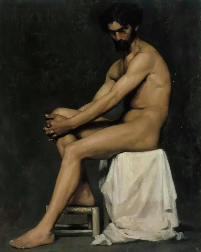 Gemälde Mann sitzend - Albert Edelfelt | Kunstdruck