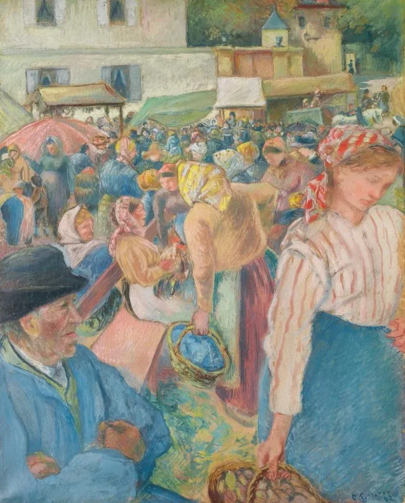 Gemälde Marché à la volaille à Pontoise - Camille Pissarro | Kunstdruck