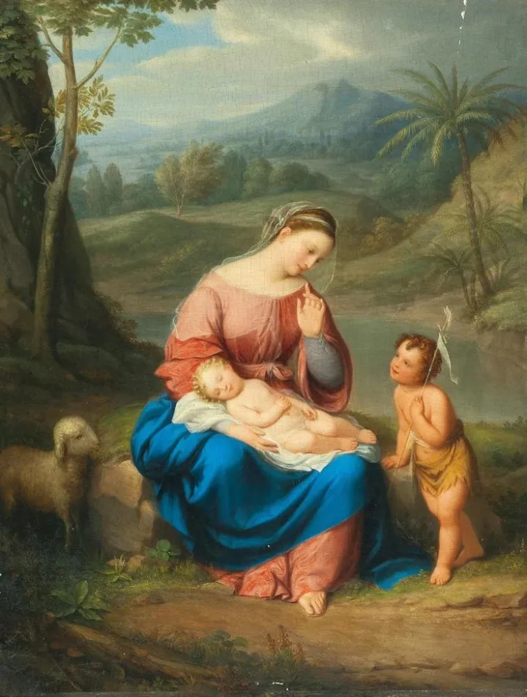 Gemälde Marie mit Jesus und Johannes - Anonym | Kunstdruck