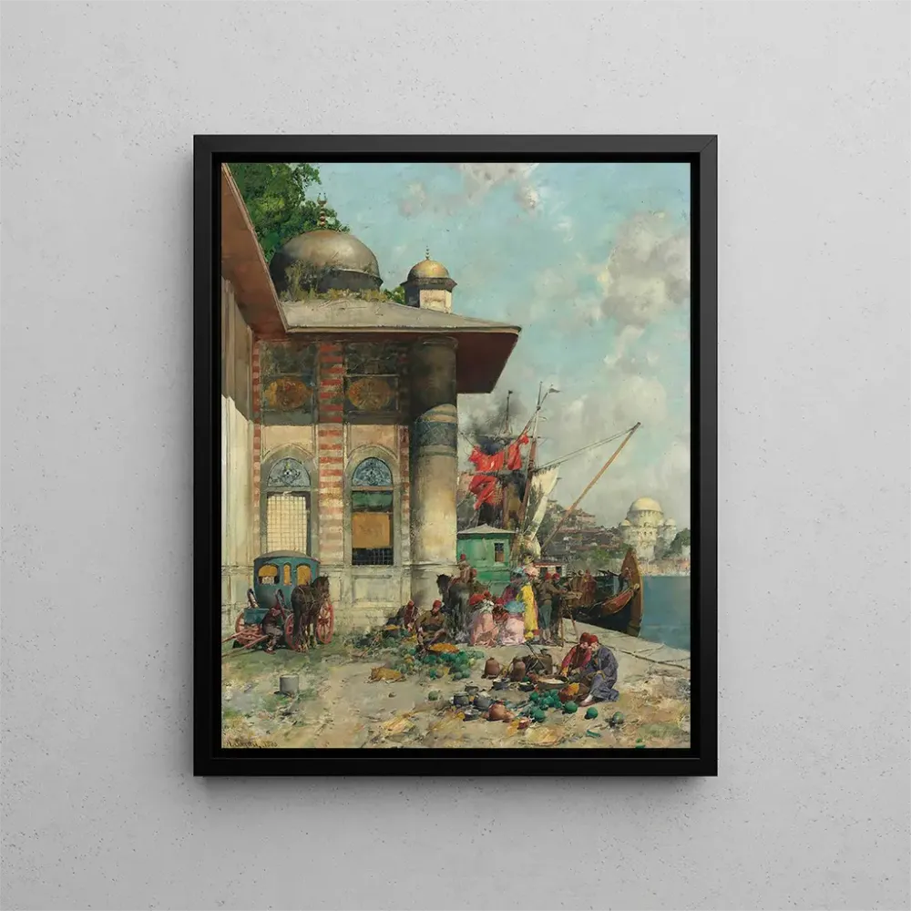 Gemälde Markttag Ein Laune der Ufer der Altstadt von Konstantinopel - Alberto Pasini | Kunstdruck