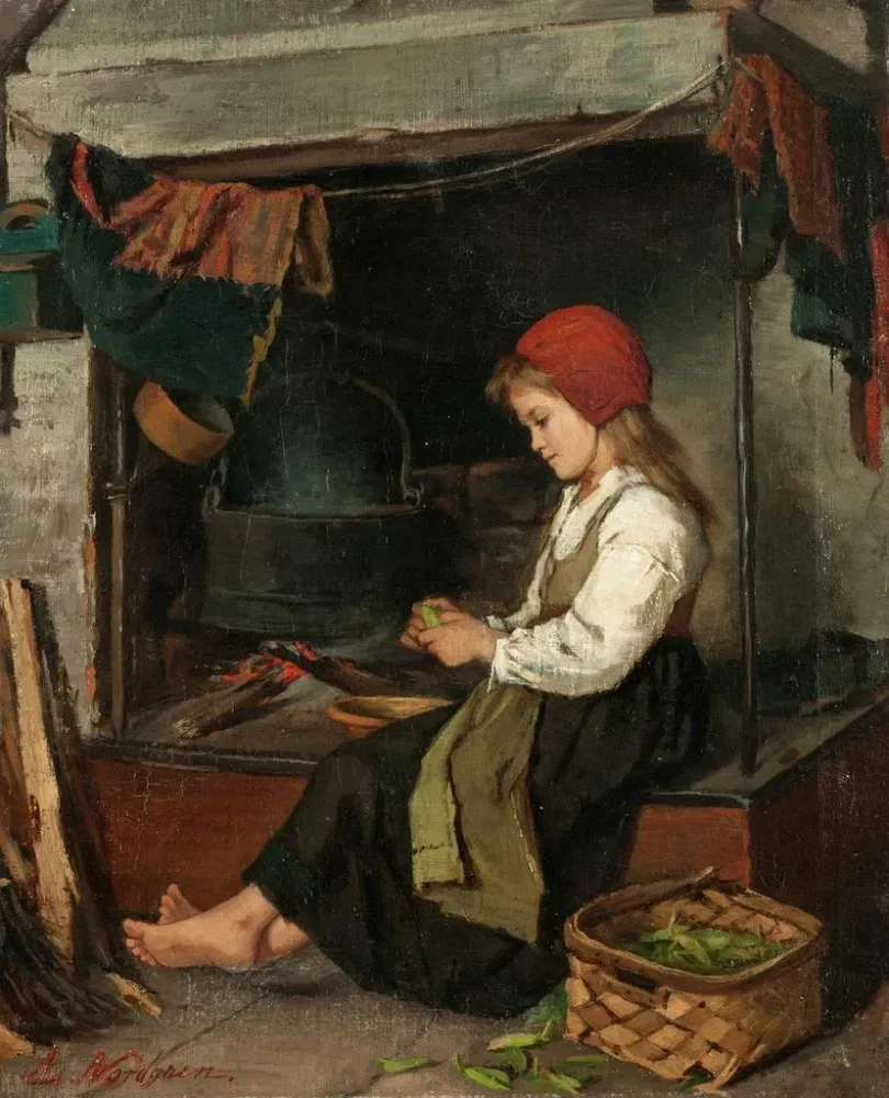 Gemälde Mädchen, das Punkte zerkratzt - Anna Nordgren | Kunstdruck