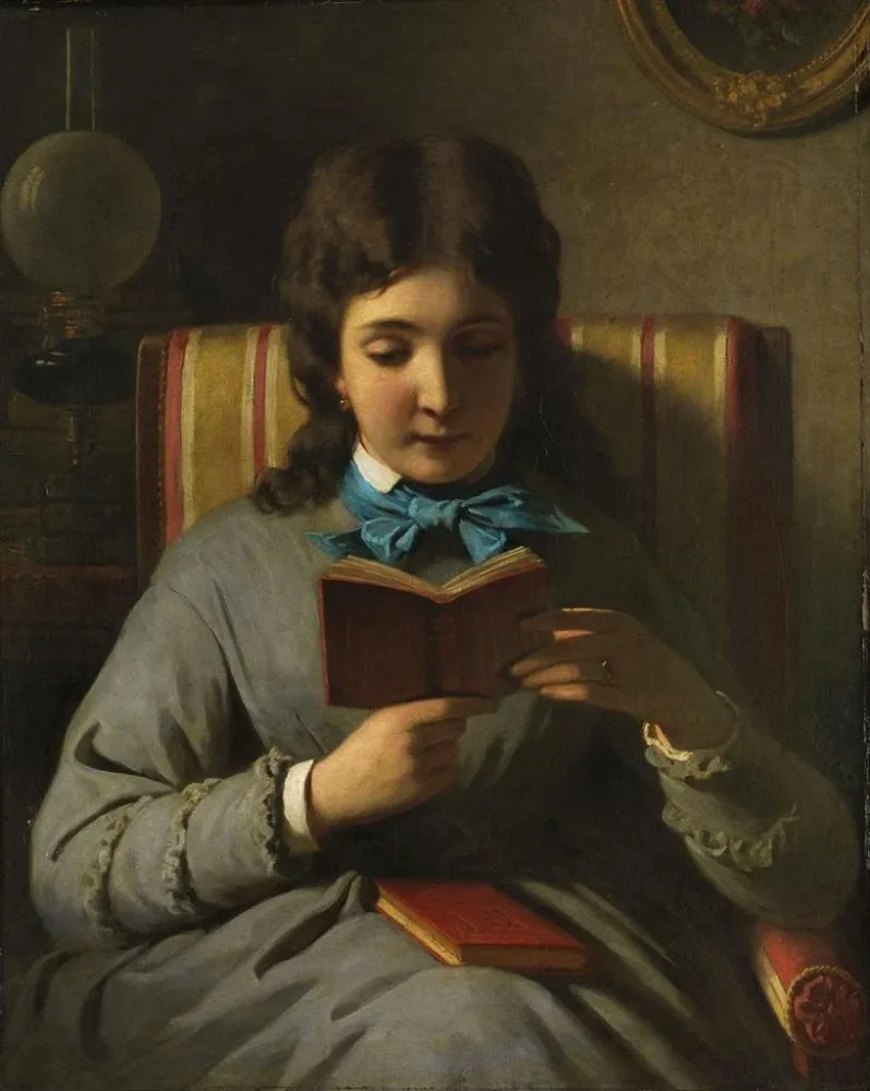 Gemälde Mädchen liest - Anton Ebert | Kunstdruck