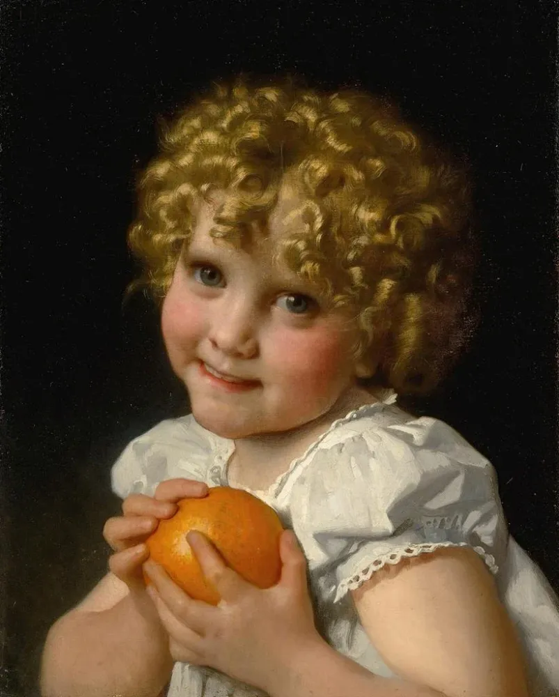 Gemälde Mädchen mit Orange - Léon Jean - Basile Perrault | Kunstdruck