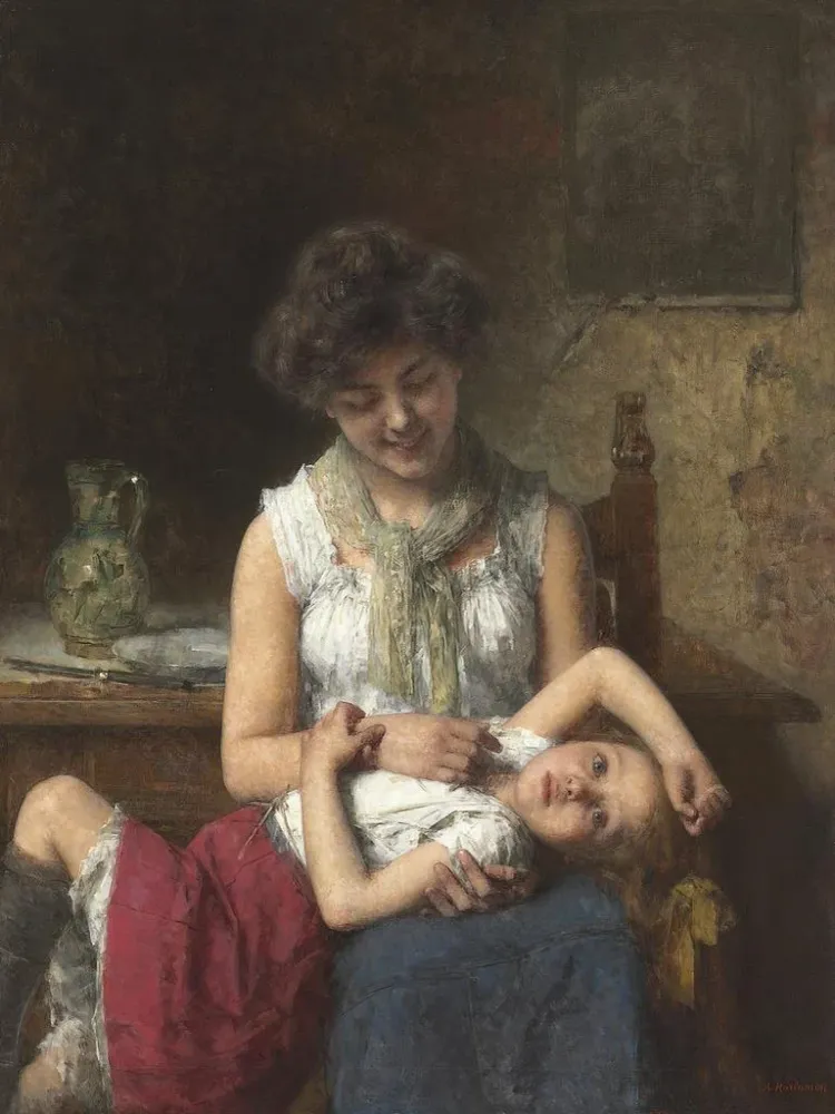 Gemälde Mädchen schlechter Laune - Alexei Harlamoff | Kunstdruck