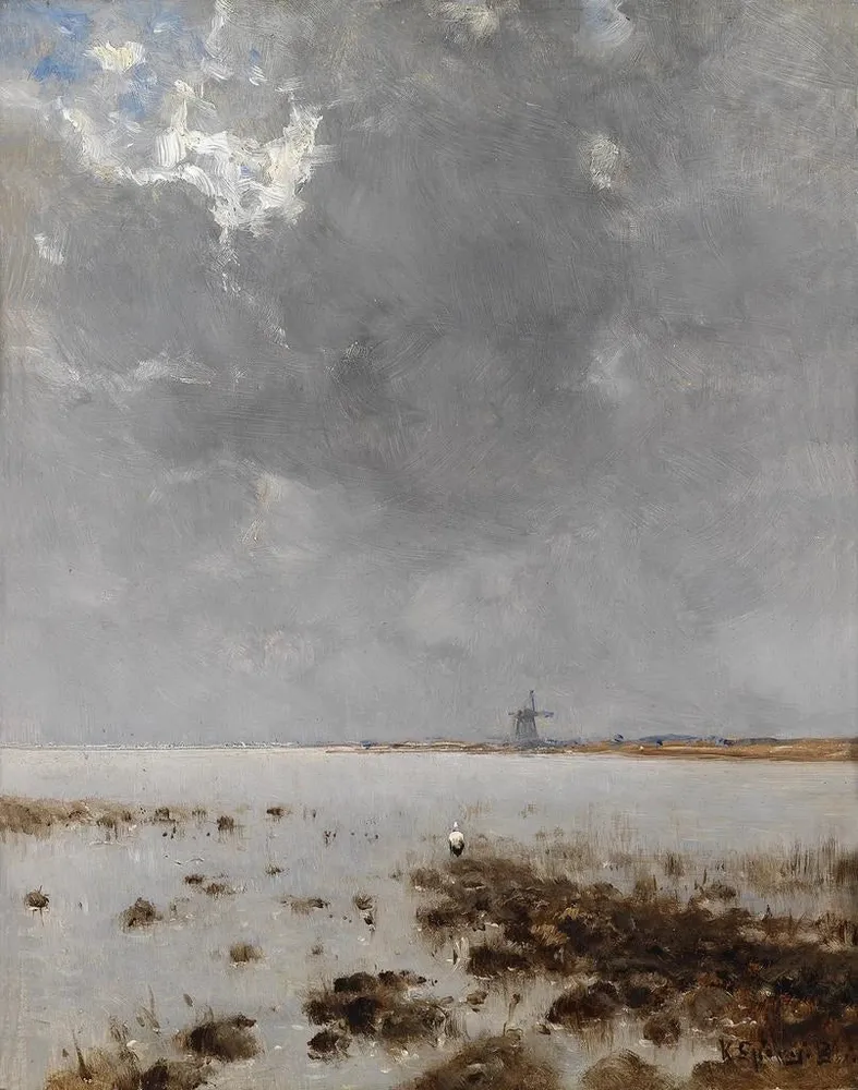 Gemälde Meereslandschaft mit Mühle - Béla Spányi | Kunstdruck