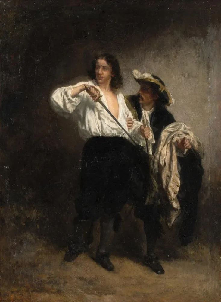 Gemälde Nach dem Duell - August von Pettenkofen | Kunstdruck