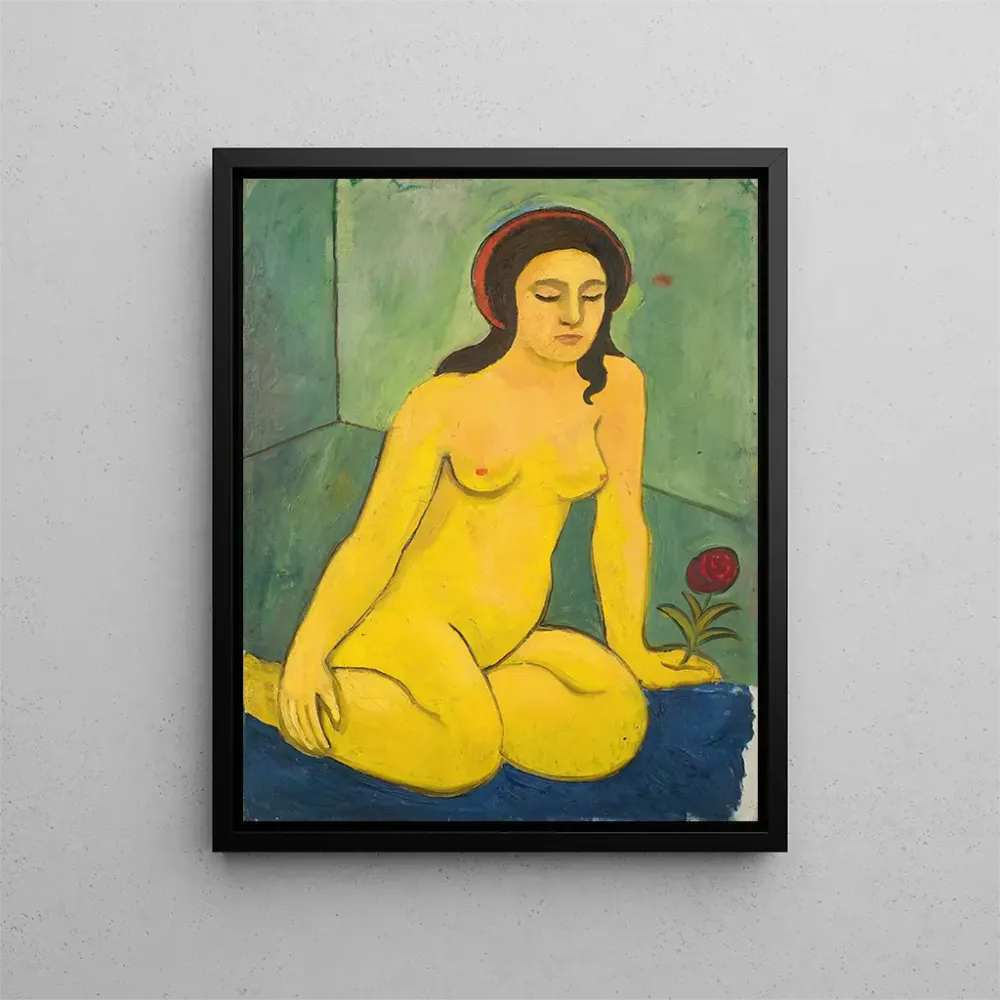 Gemälde Nacktes Mädchen mit roter Blume - August Macke | Kunstdruck