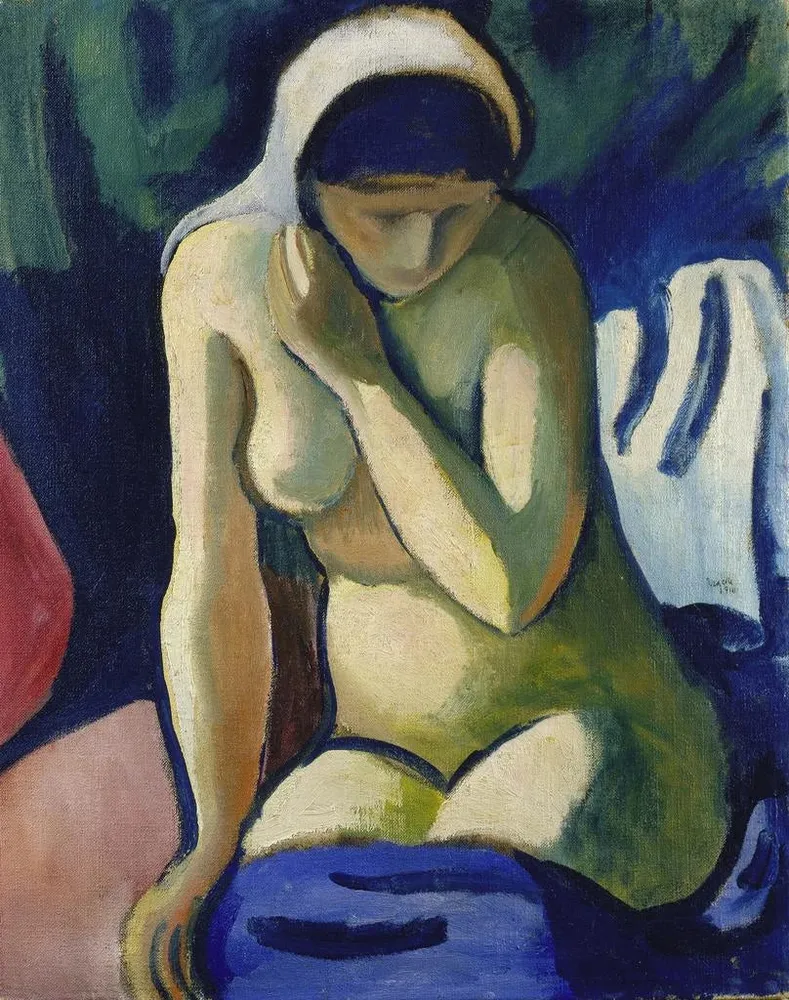 Gemälde Nacktes Mädchen mit Tuch - August Macke