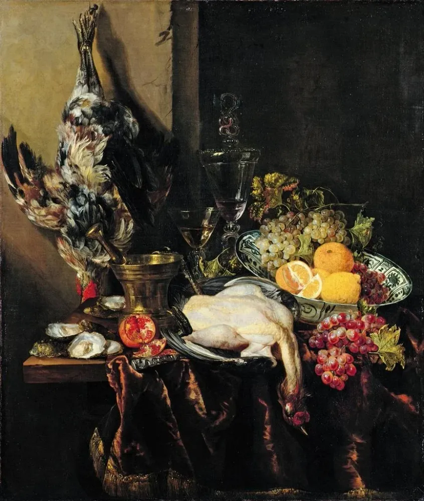 Gemälde Naturstillleben mit Früchten und Geflügel - Abraham van Beijeren | Kunstdruck