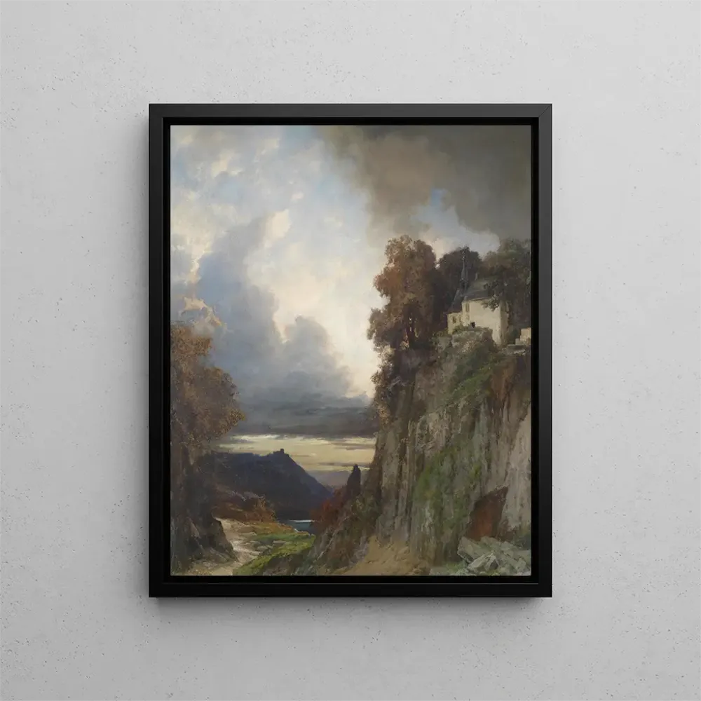 Gemälde nächtliche Atmosphäre am Rhein - Albert Flamm