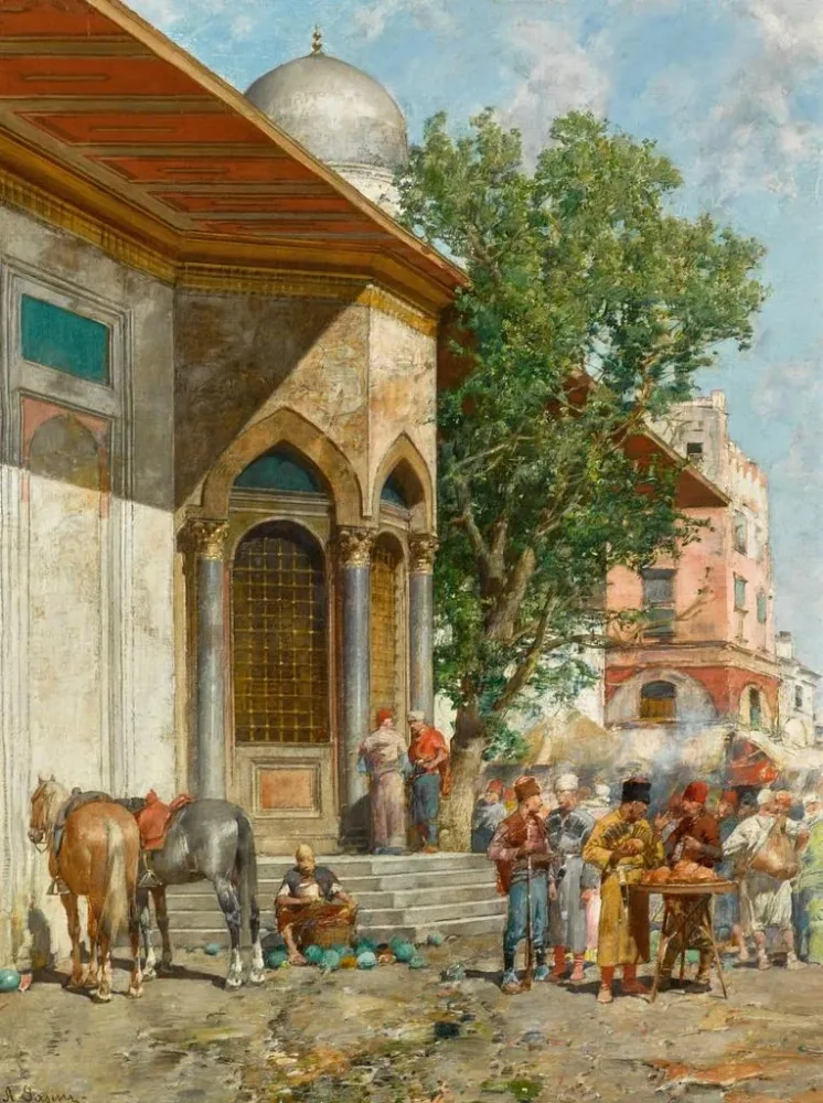 Gemälde Nähe des Brunnens - Alberto Pasini | Kunstdruck