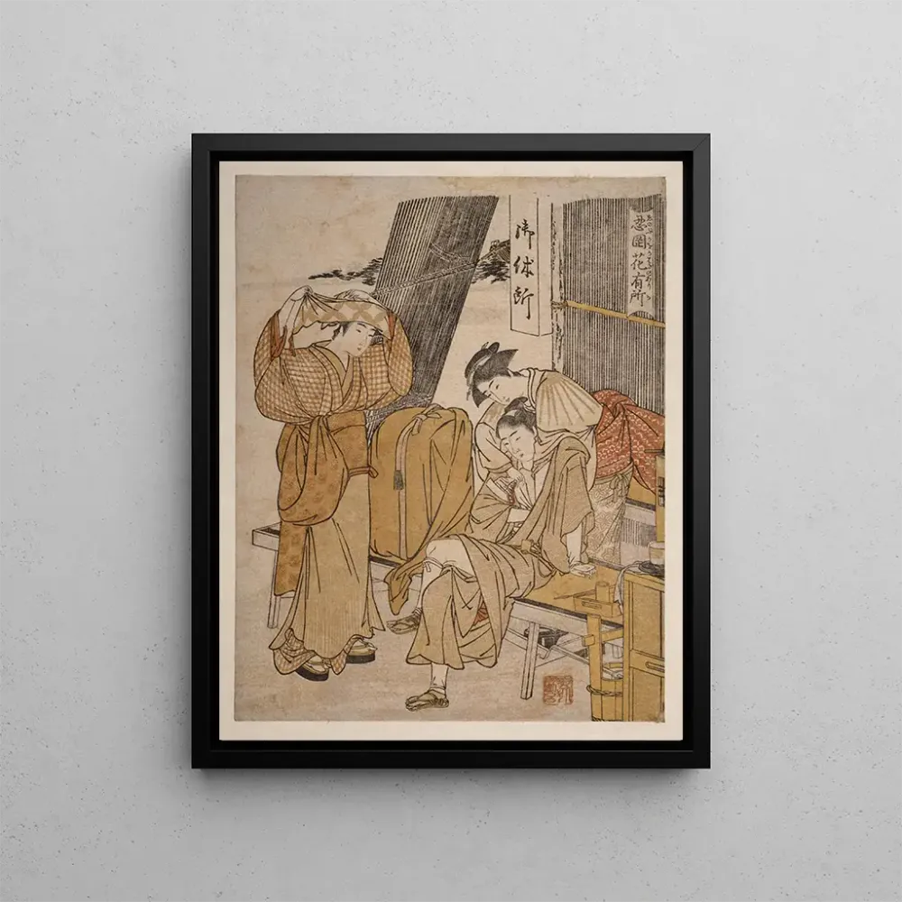 Gemälde Oyasumidokoro : Stand de thé en bord de route - Kitagawa Utamaro | Kunstdruck