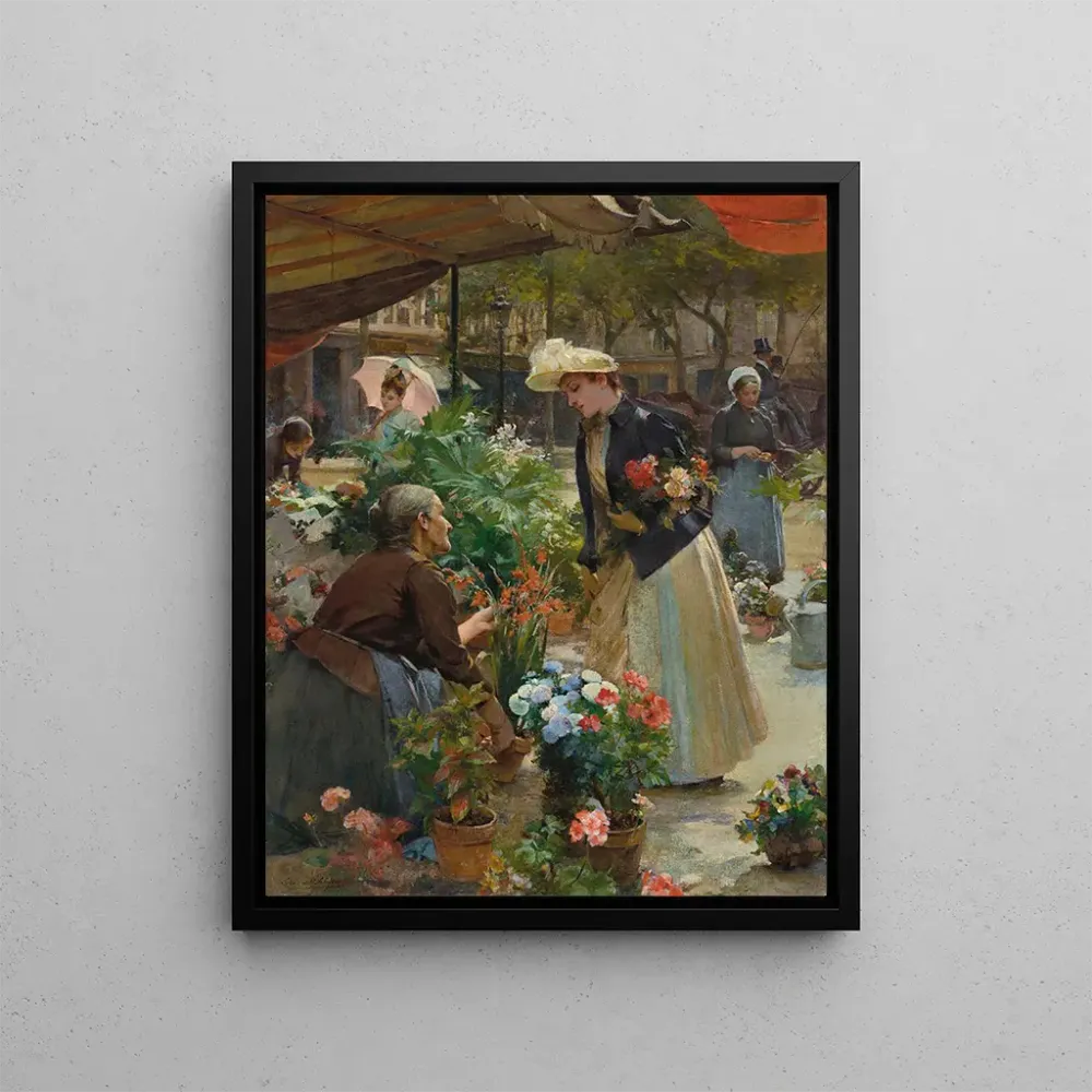 Gemälde Paris, der Blumenmarkt auf der Île de la Cité - Louis Marie de Schryver | Kunstdruck