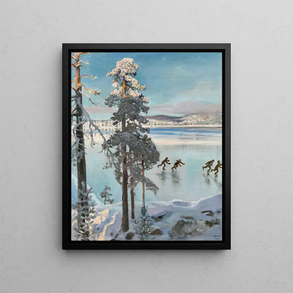 Gemälde Patineurs sur le lac Ruovesi - Akseli Gallen-Kallela | Kunstdruck