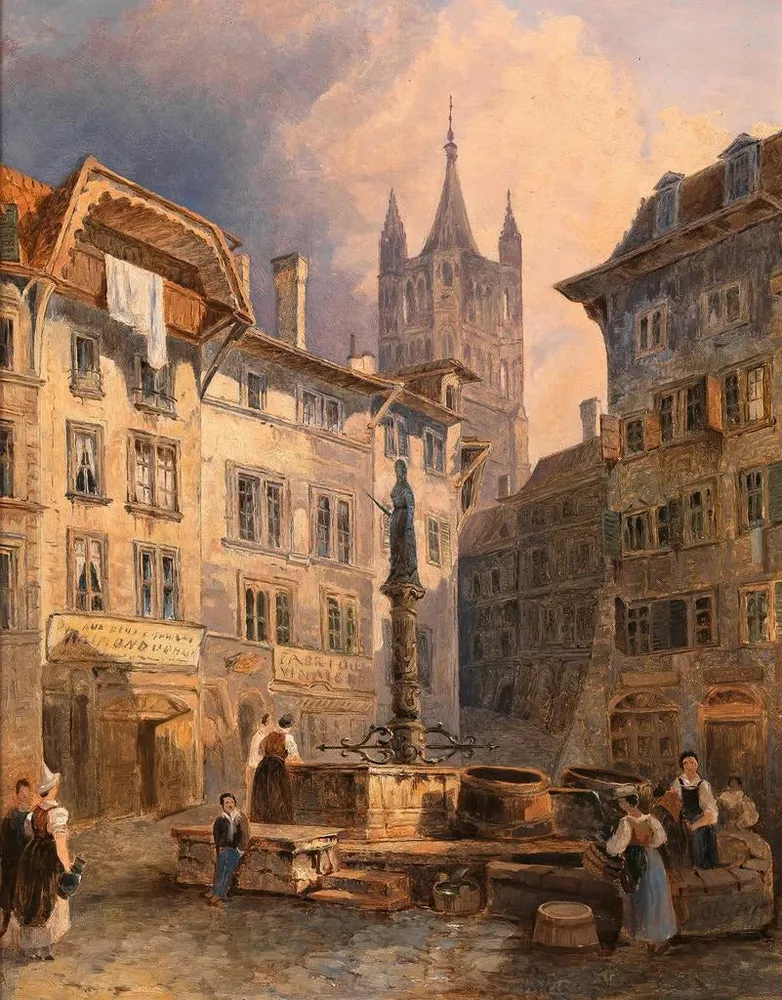 Gemälde Place de Palud à Lausanne - Adalbert Stifter | Kunstdruck
