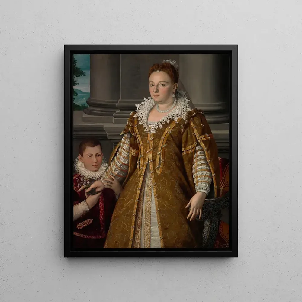 Gemälde Portrait der Großherzogin Bianca Capello de Médicis mit ihrem Sohn - Alessandro Allori | Kunstdruck