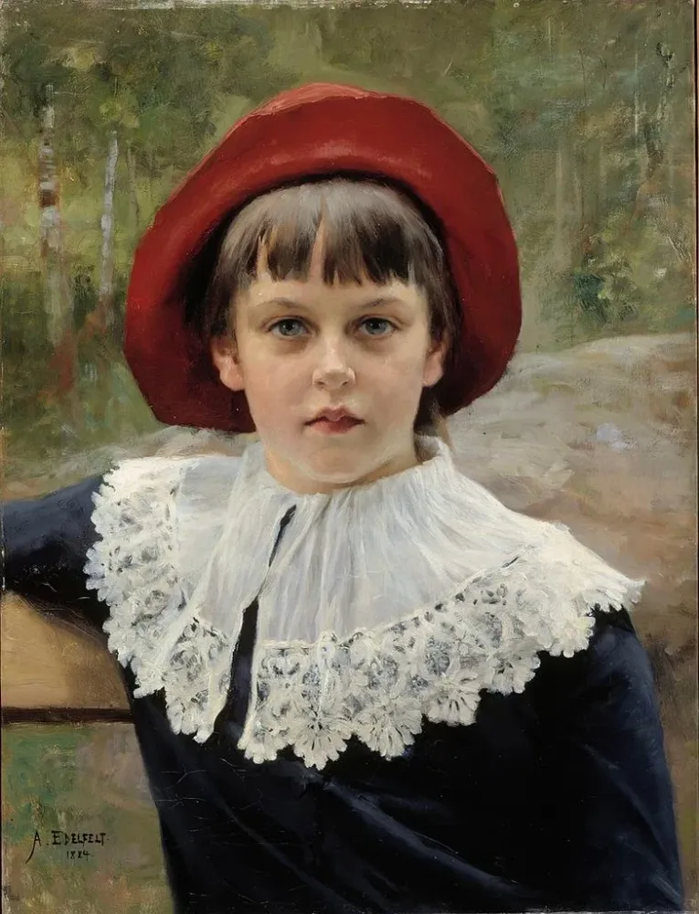 Gemälde Portrait der Künstlerin Schwester Berta Edelfelt - Albert Edelfelt | Kunstdruck