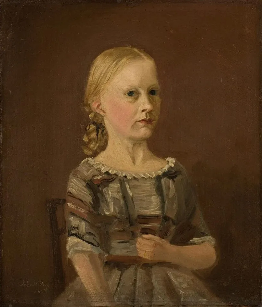 Gemälde Portrait der Kusine des Künstlers, Frau Caterine Kamstrup, 12 Jahre alt - Amaldus Nielsen | Kunstdruck