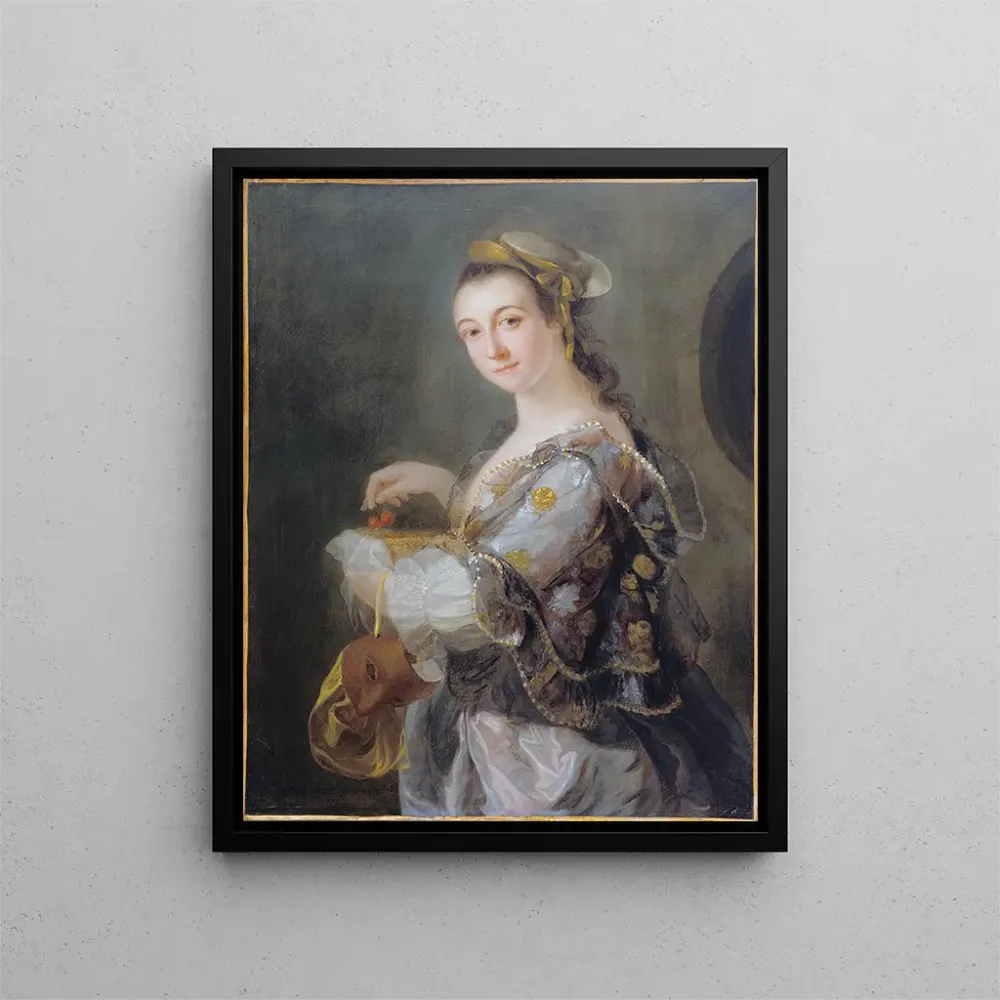 Gemälde Portrait einer Dame mit Maske und Kirschen - Benjamin Wilson | Kunstdruck