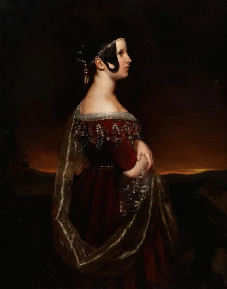 Gemälde Portrait einer Dame mit Perlen - Ary Scheffer | Kunstdruck