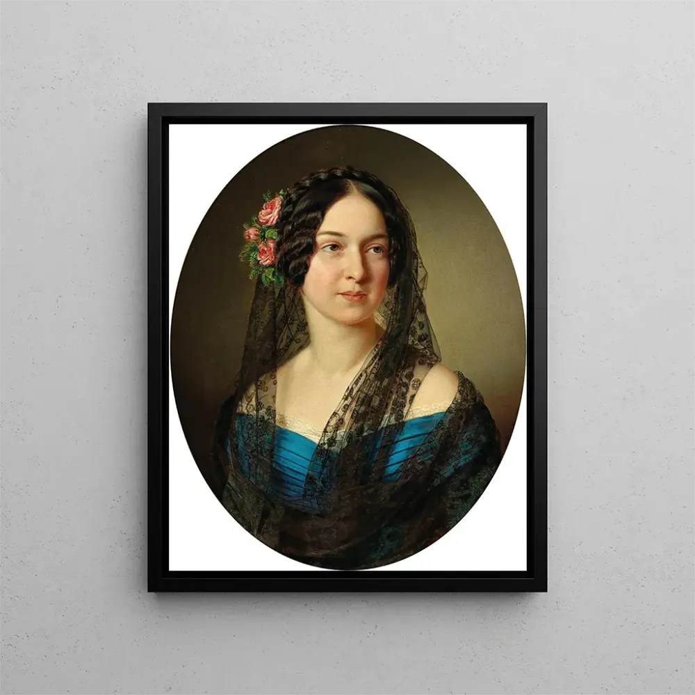 Gemälde Portrait einer Dame mit Rosen den Haaren - Anton Einsle | Kunstdruck
