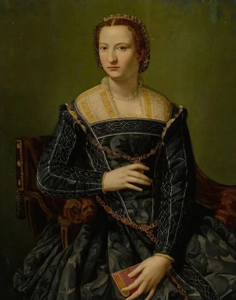 Gemälde Portrait einer Dame Schwarz - Alessandro Allori | Kunstdruck