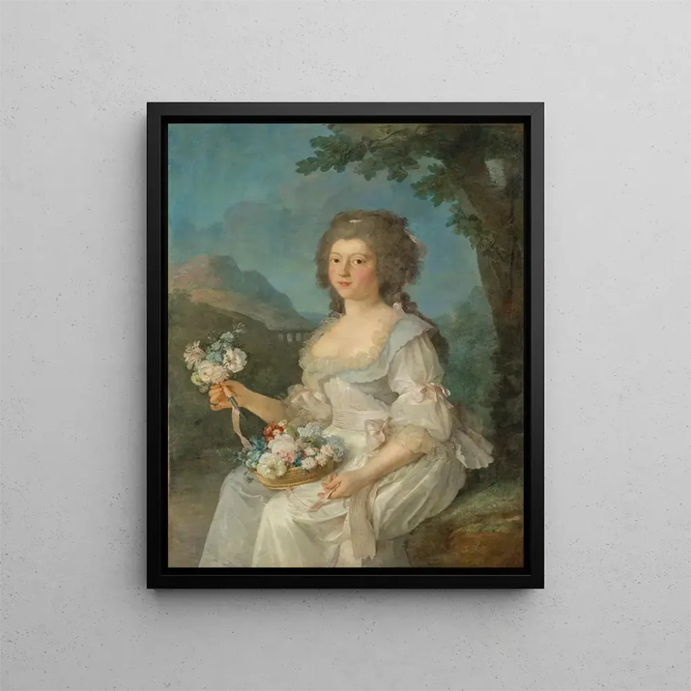 Gemälde Portrait einer Frau im Busten mit einem Blumenkorb - Anne Vallayer-Coster | Kunstdruck