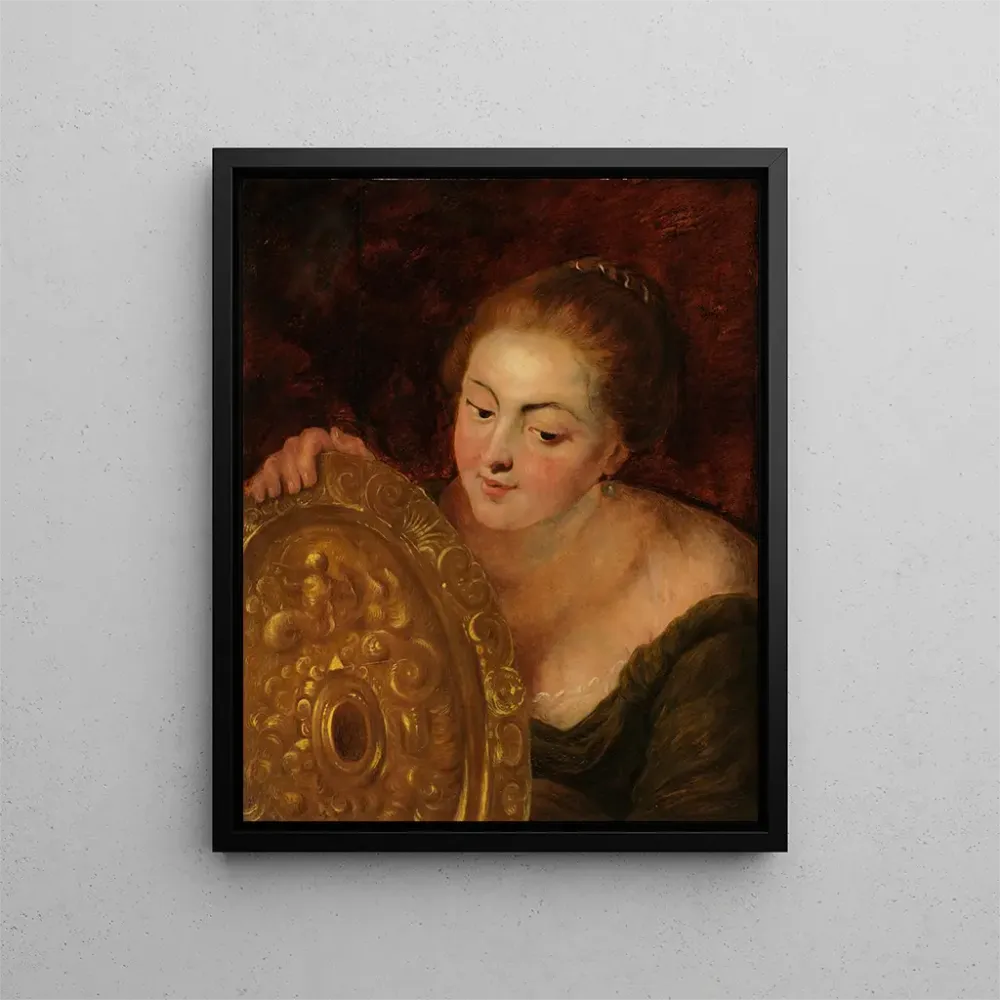 Gemälde Portrait einer Frau mit einer Kupfertafel - Anonym | Kunstdruck