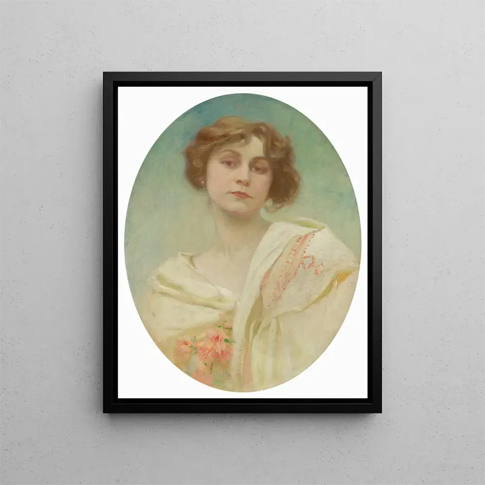 Gemälde Portrait einer jungen Frau Trachtenkleidung - Alphonse Mucha | Kunstdruck