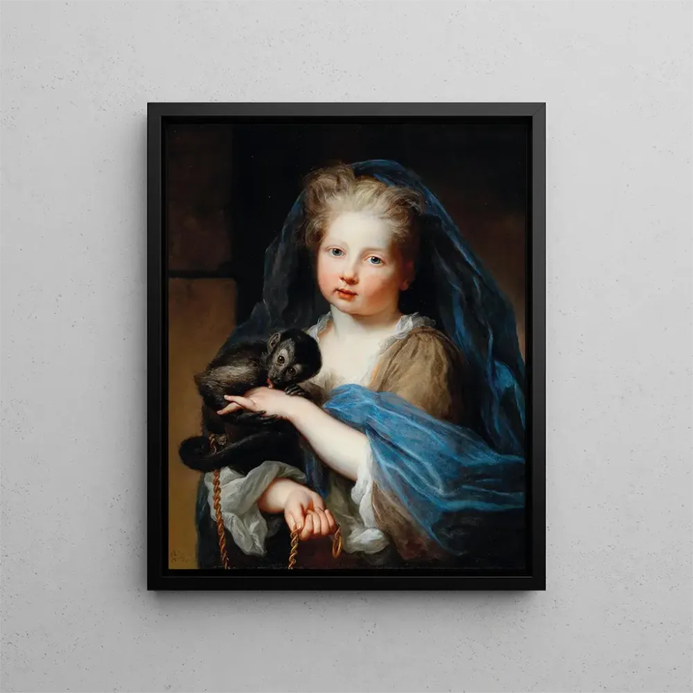 Gemälde Portrait einer jungen Mädchen, das einen Affen hält - Alexis Simon Belle | Kunstdruck