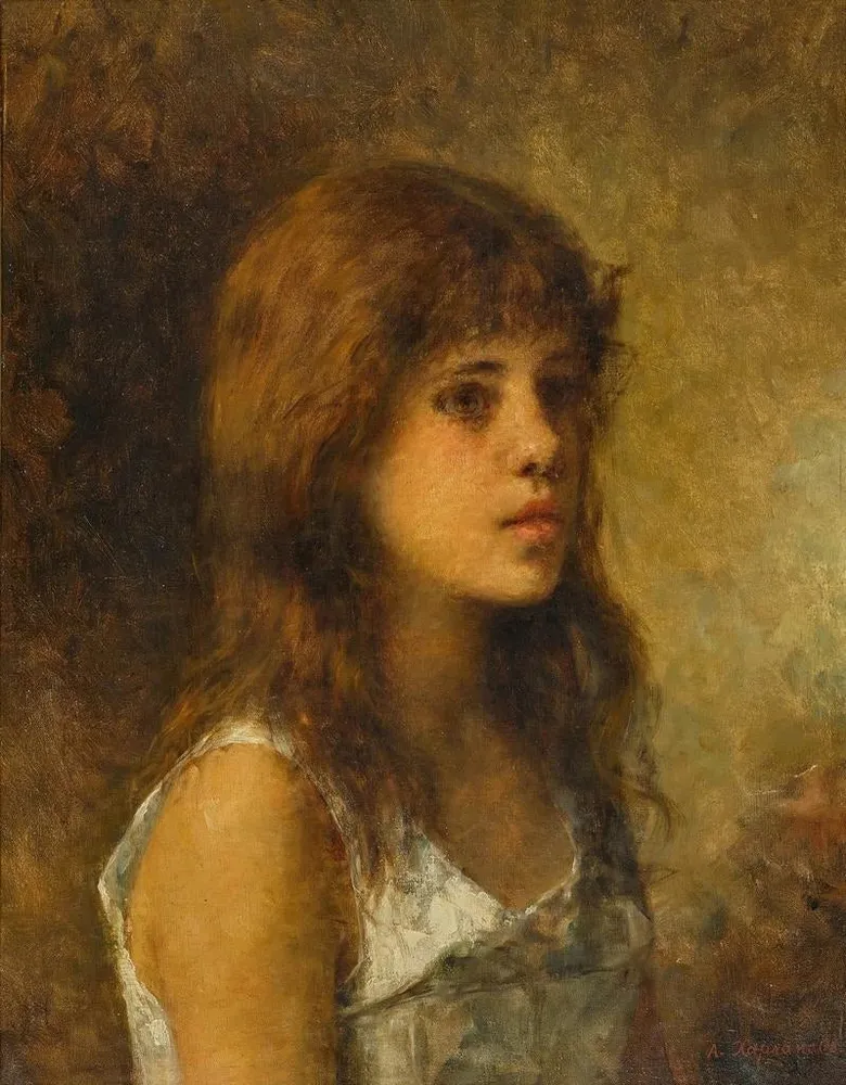 Gemälde Portrait einer Mädchen - Alexei Harlamoff | Kunstdruck
