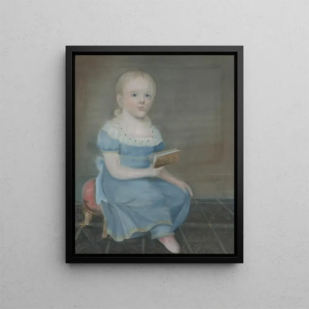 Gemälde Portrait einer Mädchen mit blauen Augen und blauem Kleid - B. Doyle | Kunstdruck