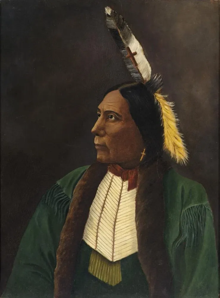 Gemälde Portrait eines amerikanischen Indianers - Anonym | Kunstdruck
