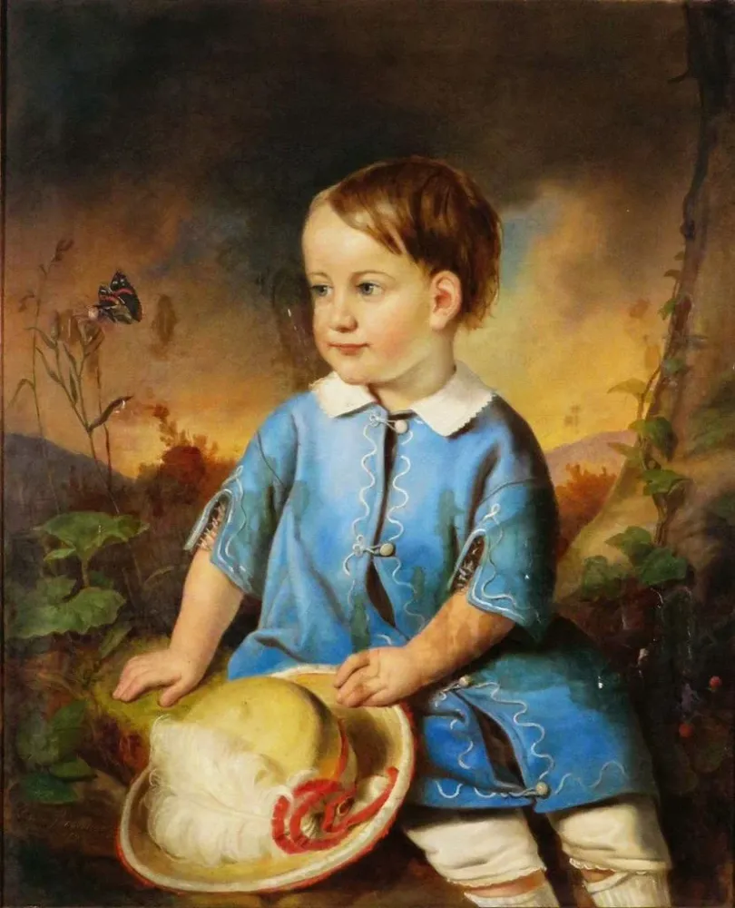 Gemälde Portrait eines Jungen mit Hut - Adam Brenner | Kunstdruck