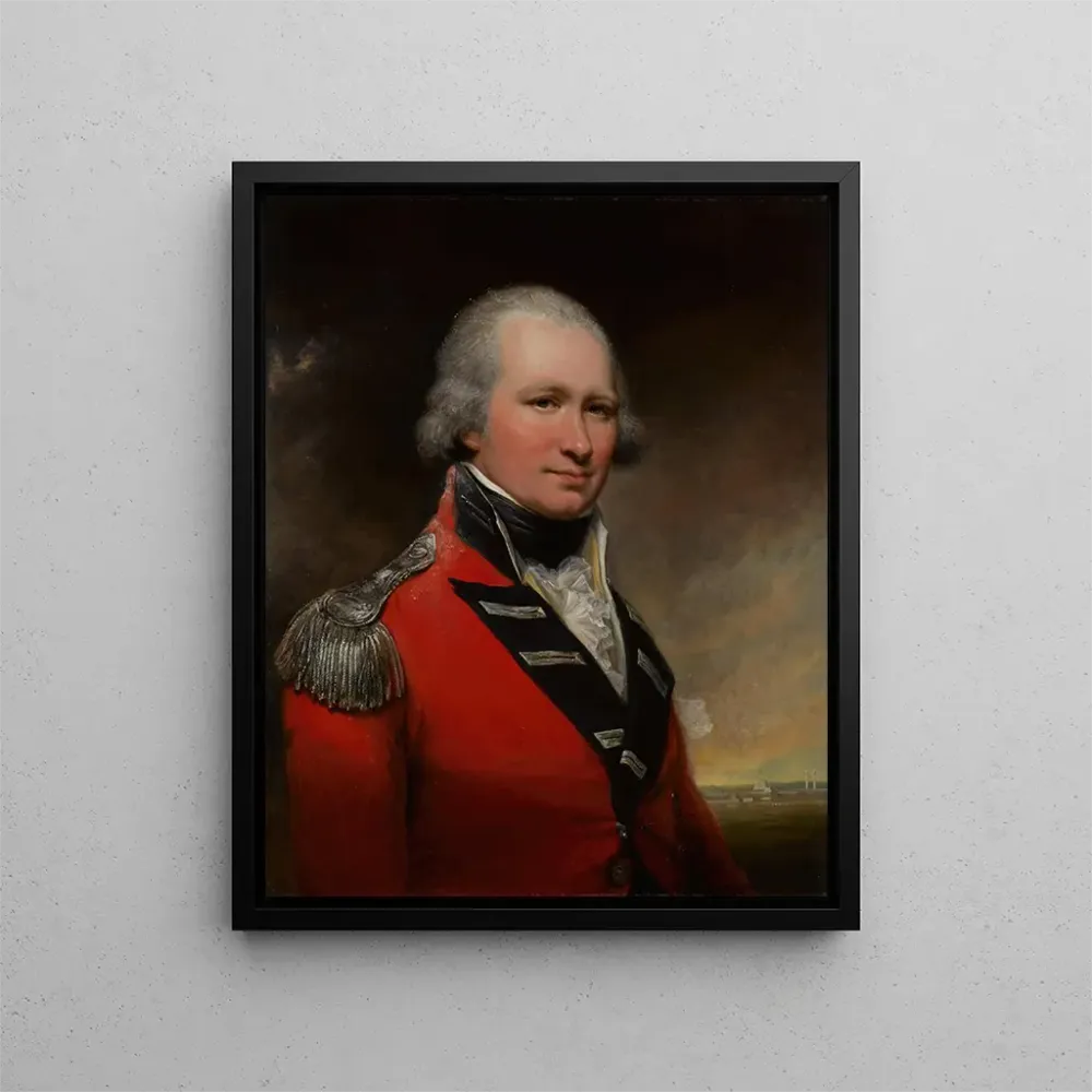 Gemälde Portrait eines Kapitäns, wahrscheinlich David Baird, halbkörpers vor der Festung von Srirangapatna - Arthur Willia...