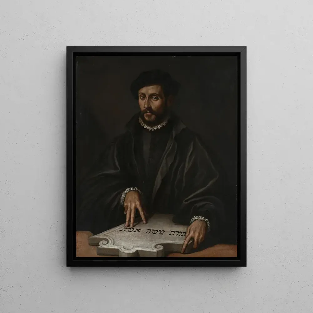 Gemälde Portrait eines Mannes mit einer hebräischen Tafel - Antonio Campi | Kunstdruck