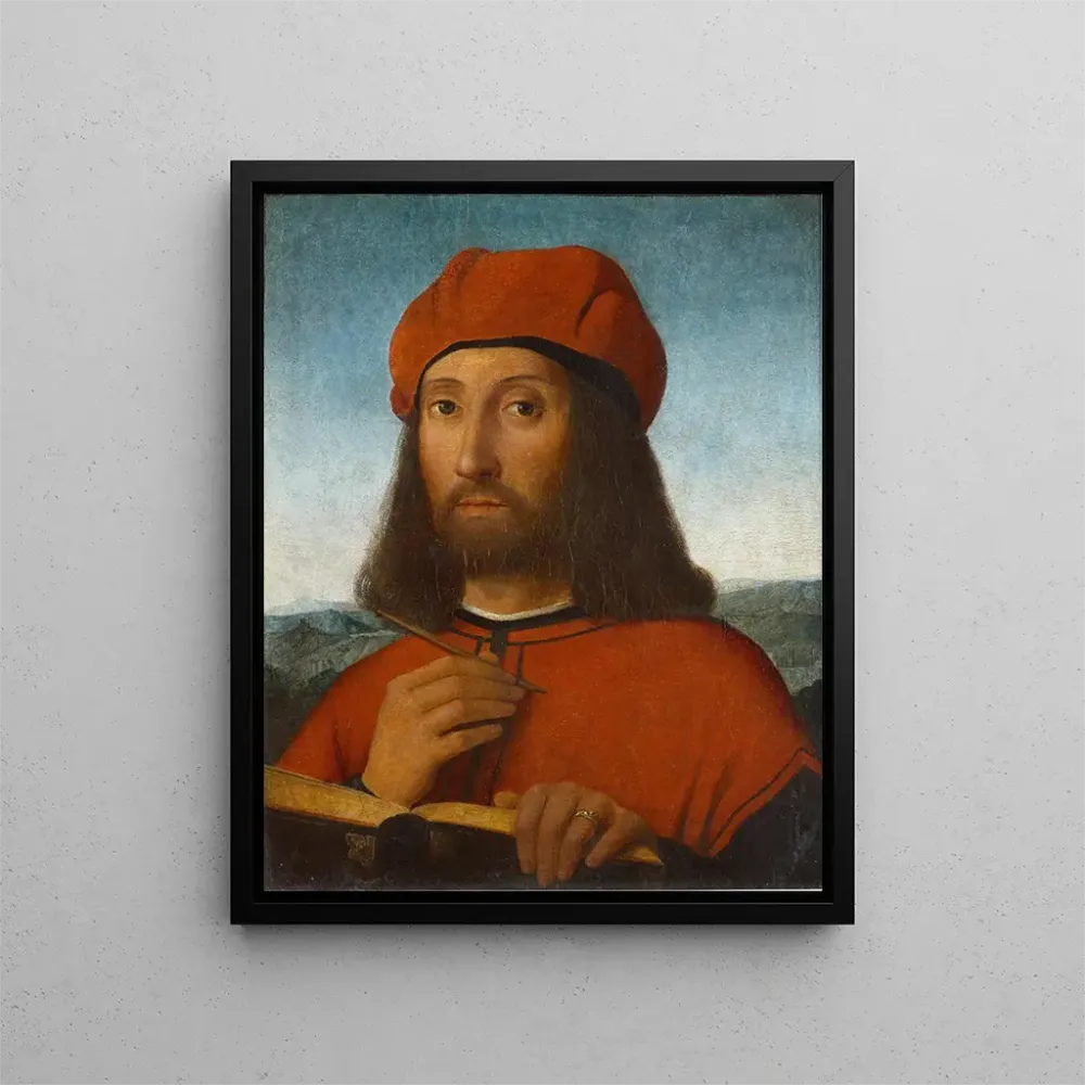 Gemälde Portrait eines Mannes mit rotem Barett und Buch - Antonio de Saliba