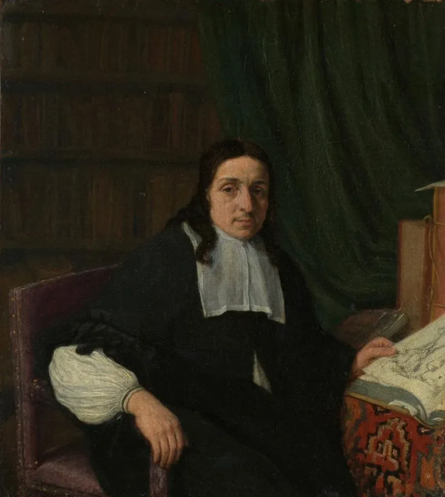 Gemälde Portrait eines Sammlers, vielleicht Constantijn Sennepart 1625-1703 - Adriaen van Ostade | Kunstdruck